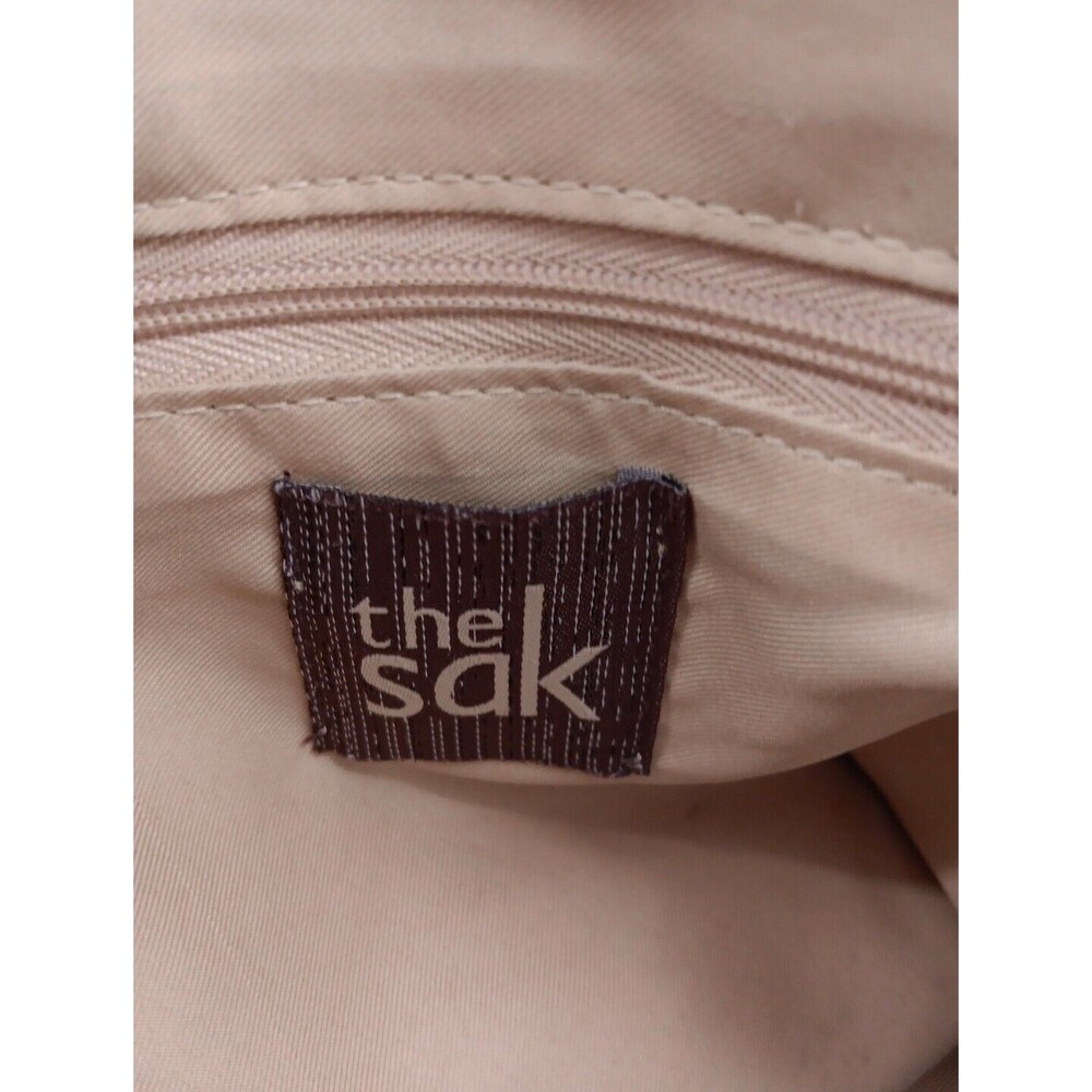 The Sak Tote Handbag Beige Crochet Carryall Metallic Lined Zip Double Handle - Picture 4 of 7